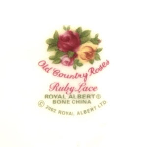Vintage Royal Albert "Ruby Lace" Footed Teacup and Saucer Set