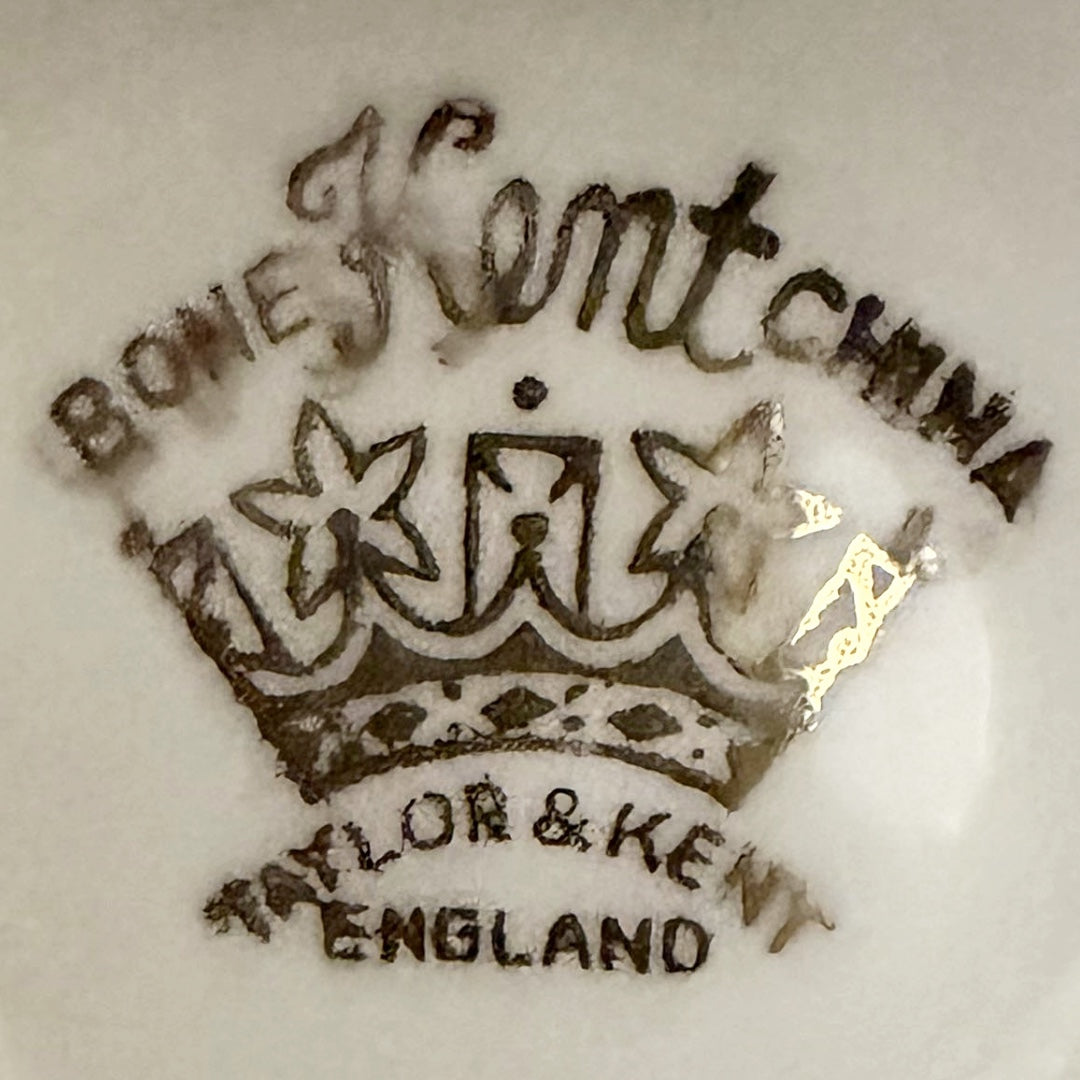Vintage Taylor & Kent Footed Geranium Teacup and Saucer Set