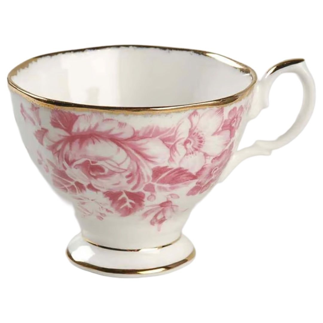 Vintage Royal Albert "Paradise Red" Footed Teacup and Saucer Set