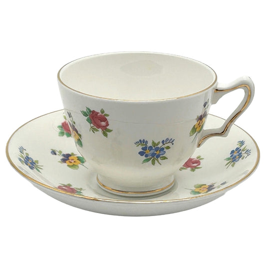 Vintage Crown Staffordshire Floral Bouquet Tea Cup and Saucer set