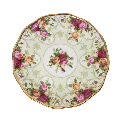Vintage Royal Albert "Rose Cameo Green" Footed Teacup and Saucer Set