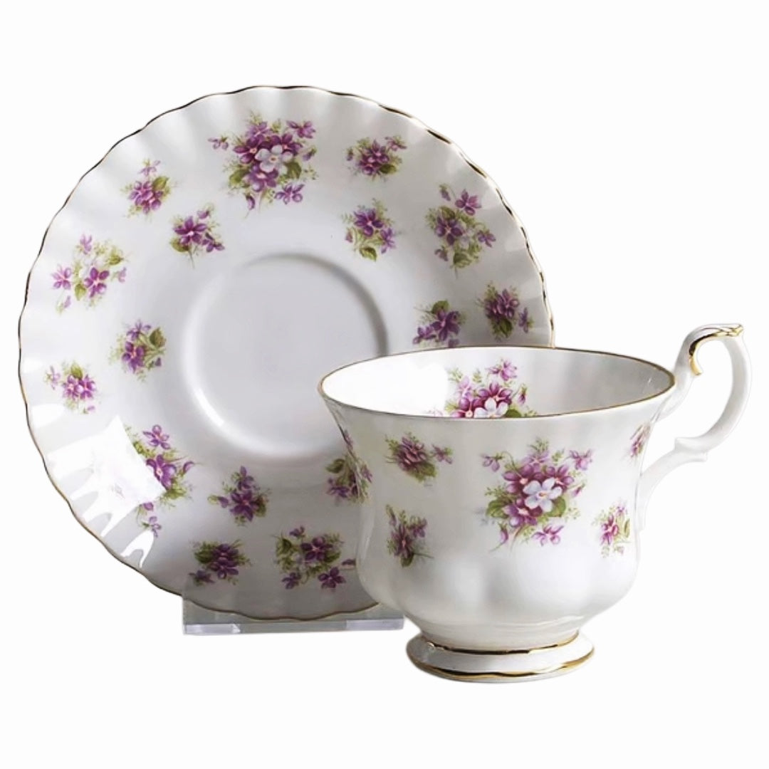 Vintage Royal Albert "Sweet Violets" Footed Teacup and Saucer Set