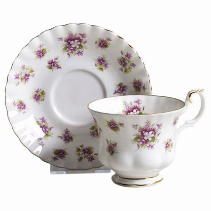 Vintage Royal Albert "Sweet Violets" Footed Teacup and Saucer Set