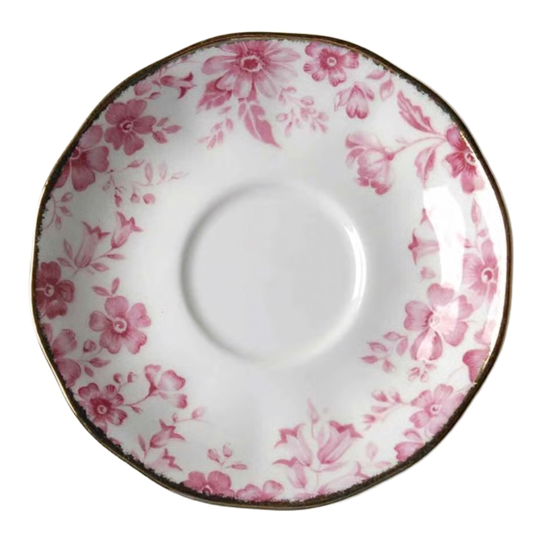 Vintage Royal Albert "Paradise Red" Footed Teacup and Saucer Set