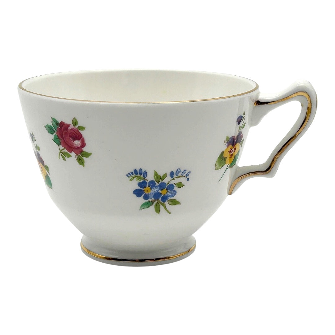 Vintage Crown Staffordshire Floral Bouquet Tea Cup and Saucer set
