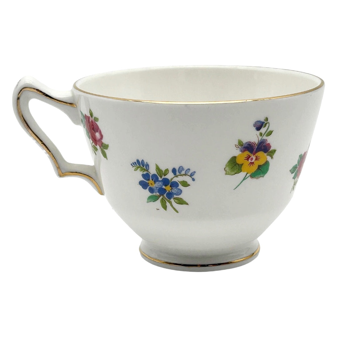 Vintage Crown Staffordshire Floral Bouquet Tea Cup and Saucer set