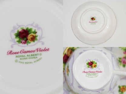 Vintage Royal Albert "Rose Cameo Violet" Footed Teacup and Saucer Set